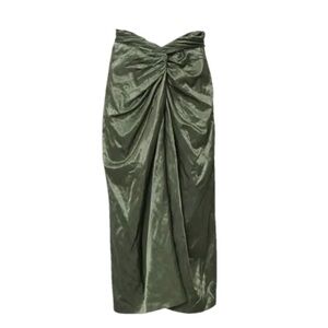 Vince Asymmetrical Satin Olive Skirt